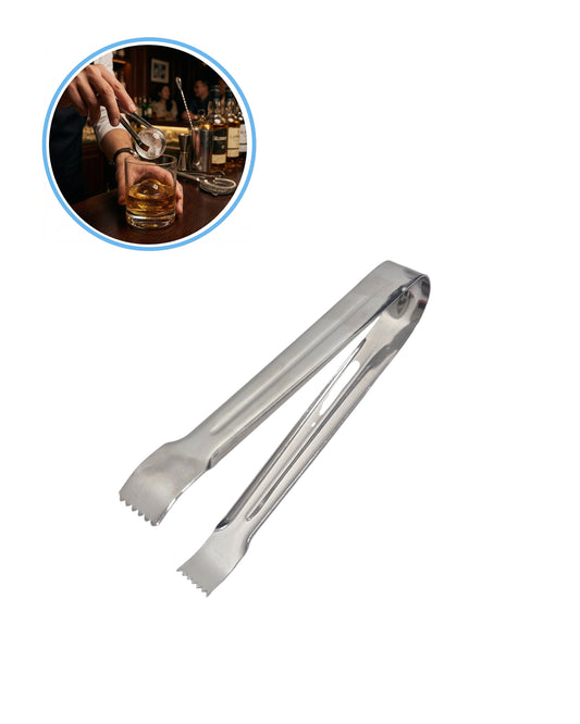 Pinza para Hielo de  18x2 cm | Acero Inoxidable Monobloque para Coctelería, Vasos Cortos y Barra - La Coctelera