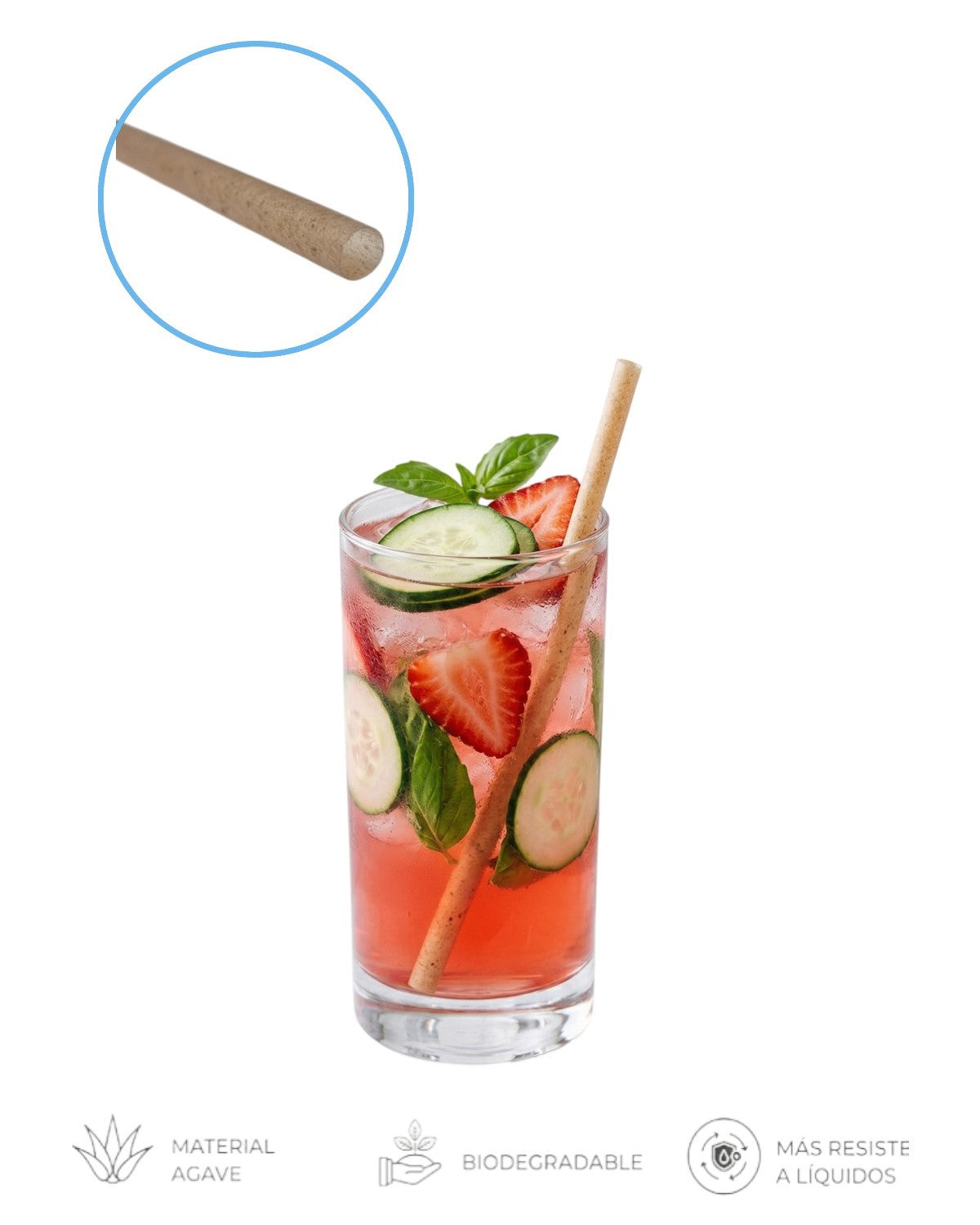 Pitillos de Agave Biodegradables 7 y 10mm | Alta Resistencia para Coctelería, Malteadas y Smoothies - La Coctelera