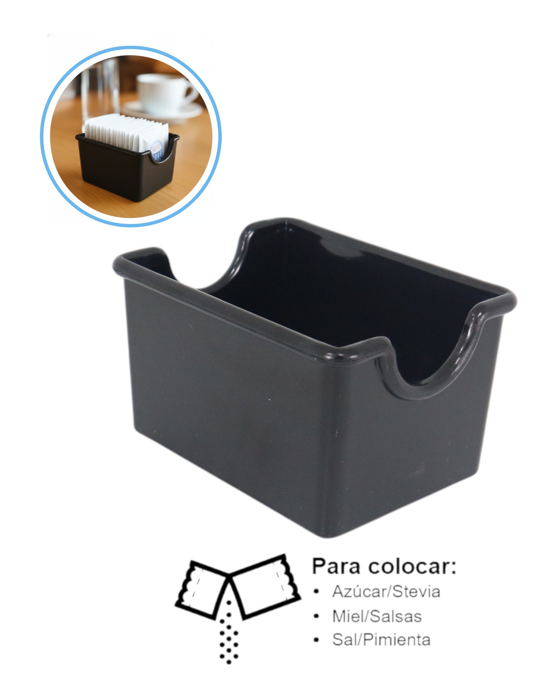 Porta Sobres de Azúcar y Endulzantes – Negro Profesional para Cafeterías y Restaurantes - La Coctelera