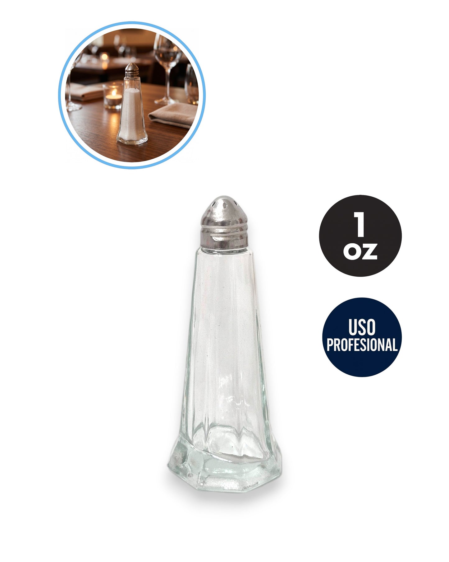 Salero de Vidrio Tipo Torre Eiffel de 1oz – Línea de Mesa Profesional para Sal | Restaurantes y Hoteles - La Coctelera