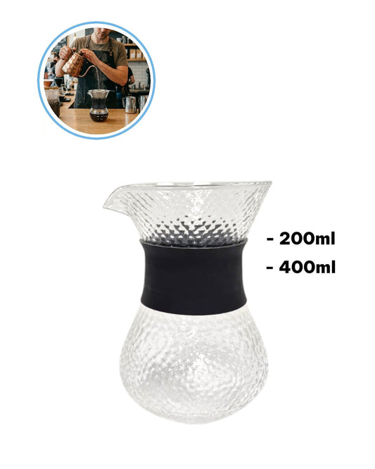 Jarra Server Vidrio Borosilicato Hammered | Cafetera de Goteo Manual y Pour Over (200ml / 400ml) - La Coctelera