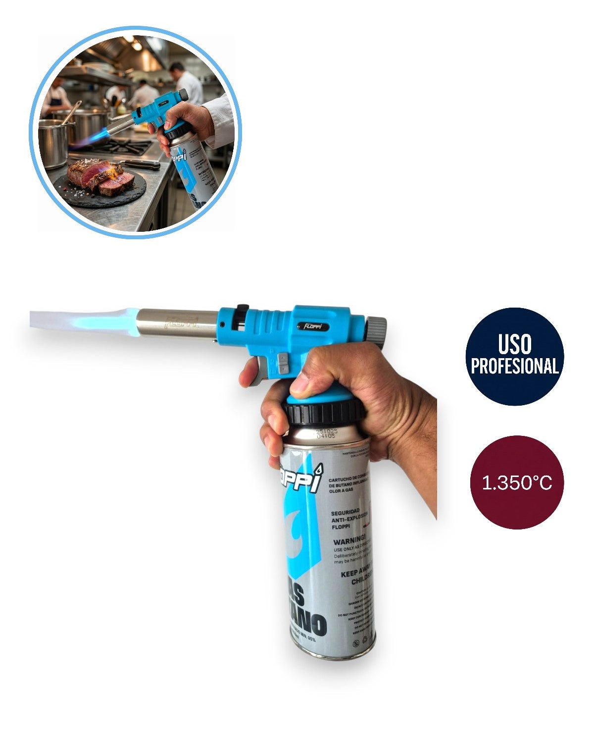 Kit Soplete Industrial FLOPPI 1.350°C - Trabajo Continuo y Alto Flujo | Restaurantes, Food Trucks, Otros